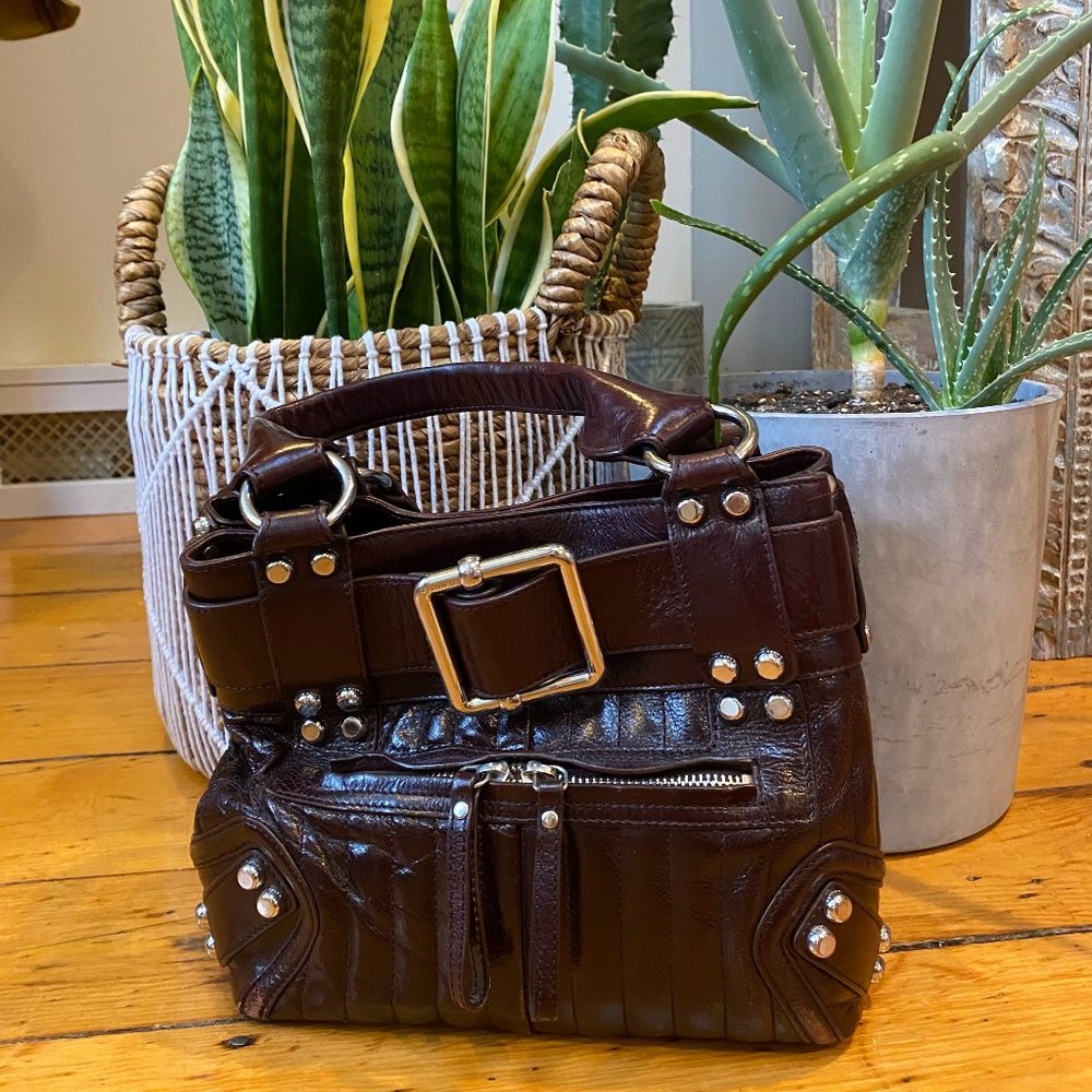 Karen Millen Leather Purse -  Burgundy